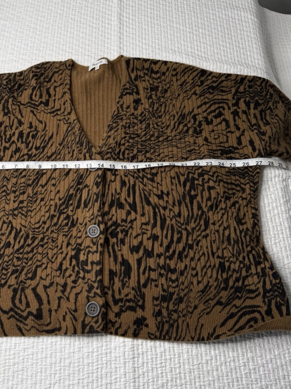 Madewelll Tigerized Cameron Ribbed Cardigan Sweater Coziest Yarn Brown Sz 2XL - Picture 9 of 13